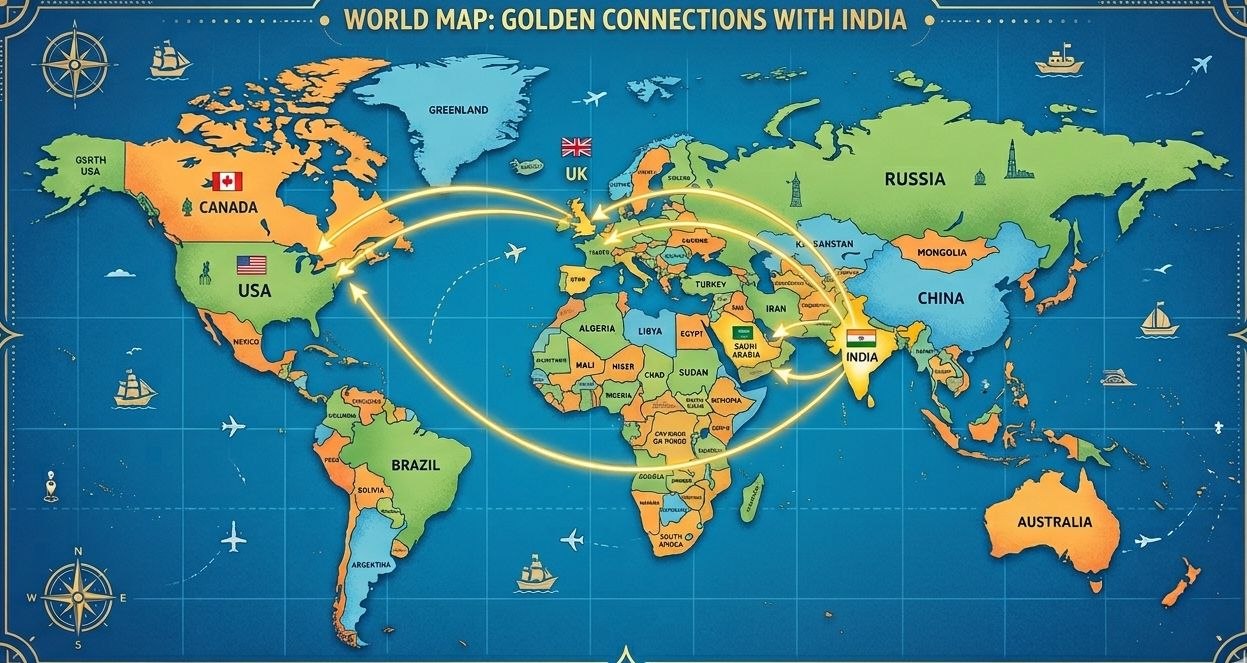 Texelara Global Map: Golden Connections with India